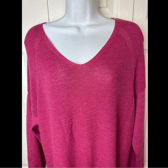 EILEEN FISHER 100% Wool Tunic Top Sweater Pink Magenta Purple Fuchsia Knit Hi/Lo - Picture 3 of 9